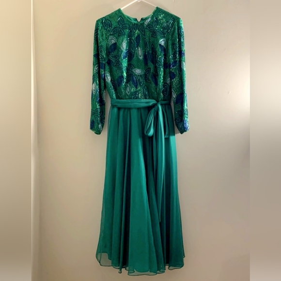 Beautiful Jack Bryan Vintage Green Gown - Picture 1 of 8